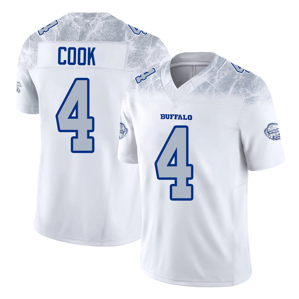 Buffalo #4 Cook Player Football V Neck Short Sleeve White Jersey James For Men Youth Women Gift