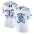 Buffalo #35 Ciarlo Player Football V Neck Short Sleeve White Jersey Jimmy For Men Youth Women Gift