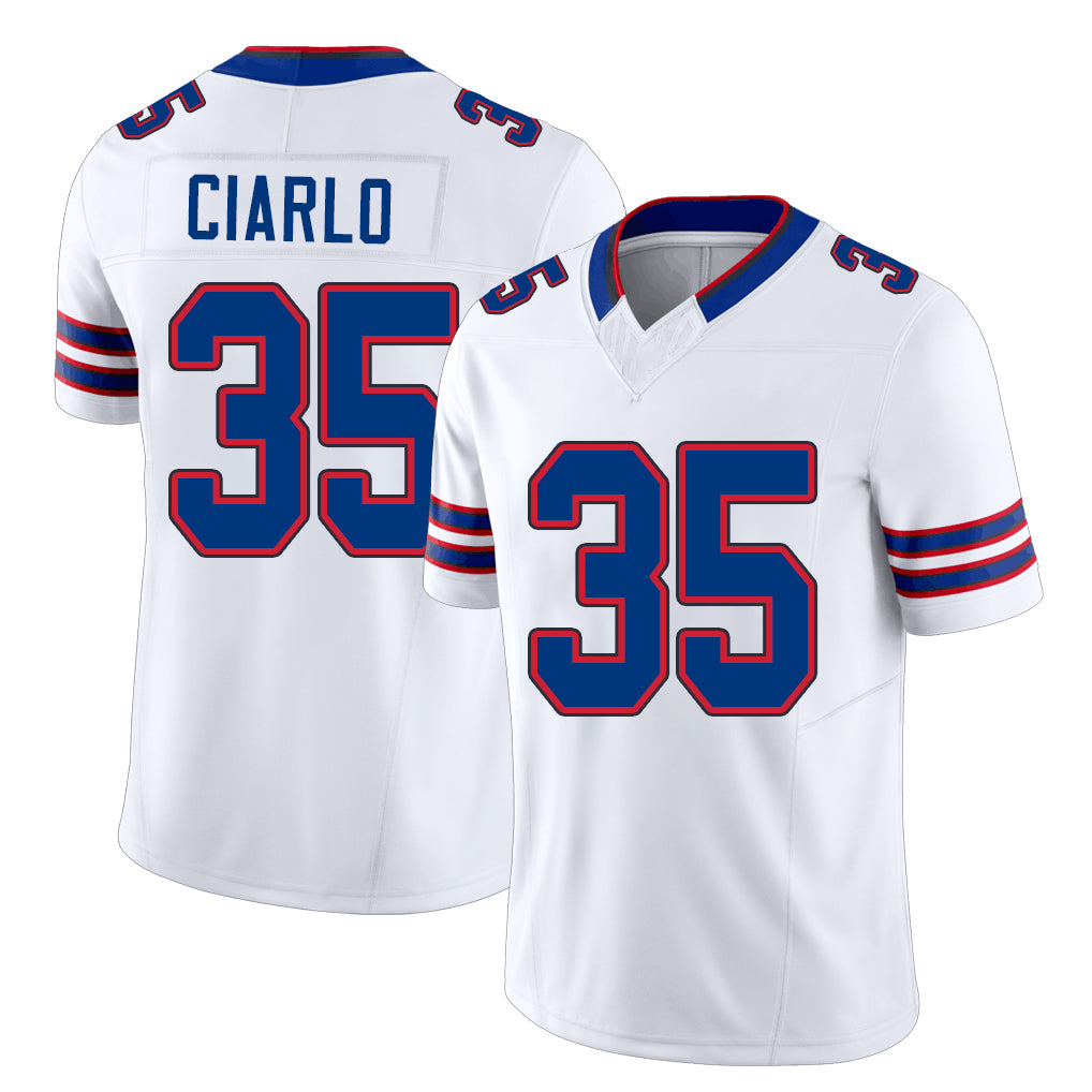 Buffalo #35 Ciarlo Player Football V Neck Short Sleeve White Jersey Jimmy For Men Youth Women Gift