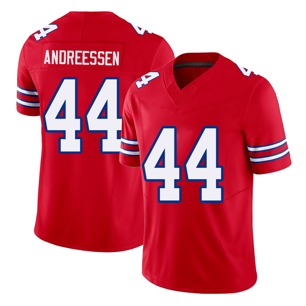 Buffalo #44 Andreessen Player Football V Neck Short Sleeve Red Jersey Joe For Men Youth Women Gift