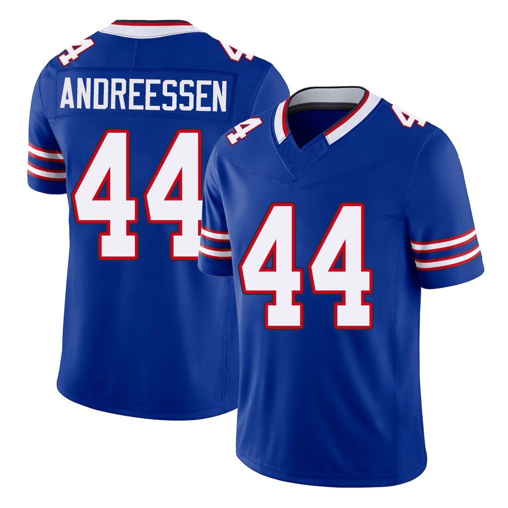 Buffalo #44 Andreessen Player Football V Neck Short Sleeve Royal Jersey Joe For Men Youth Women Gift