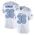 Buffalo #36 Dunbar Player Football V Neck Short Sleeve White Jersey Jordan For Men Youth Women Gift