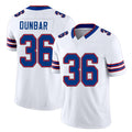 Buffalo #36 Dunbar Player Football V Neck Short Sleeve White Jersey Jordan For Men Youth Women Gift