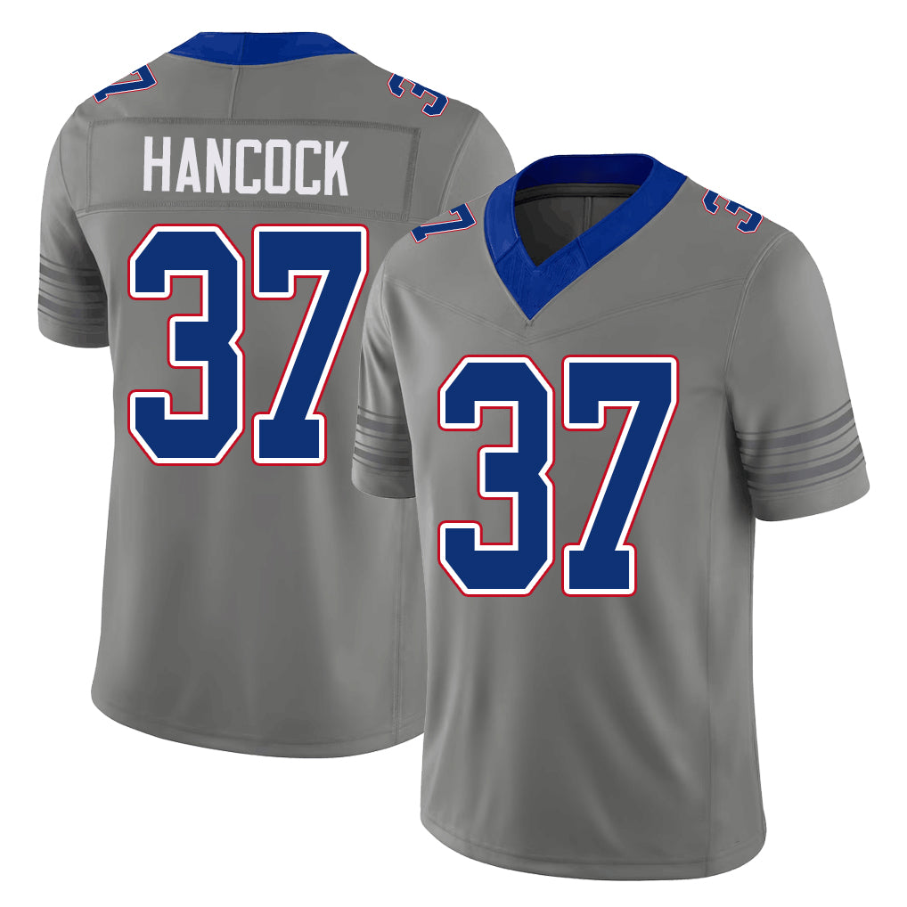 Buffalo #37 Hancock Player Football V Neck Short Sleeve Gray Jersey Jordan For Men Youth Women Gift