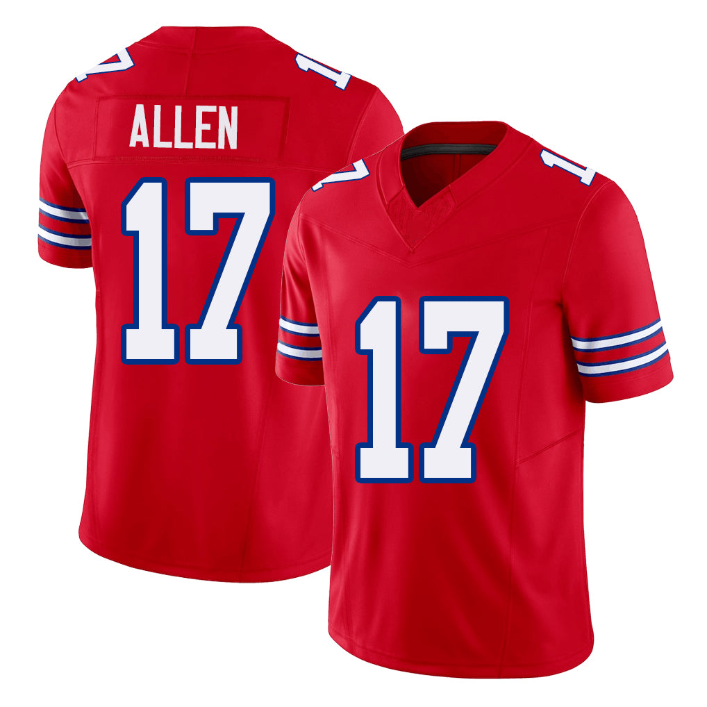 Buffalo #17 Allen Player Football V Neck Short Sleeve Red Jersey Josh For Men Youth Women Gift