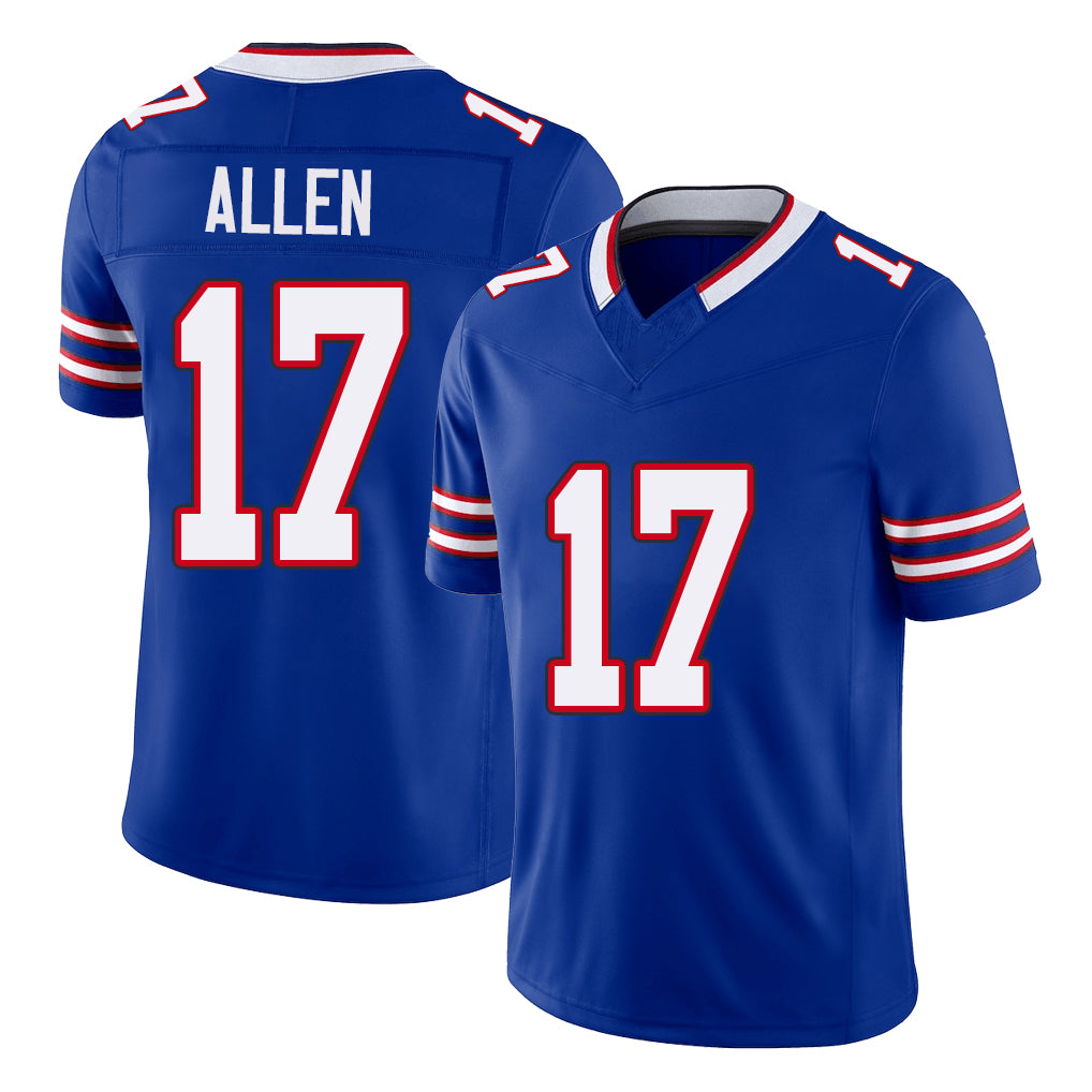 Buffalo #17 Allen Player Football V Neck Short Sleeve Royal Jersey Josh For Men Youth Women Gift