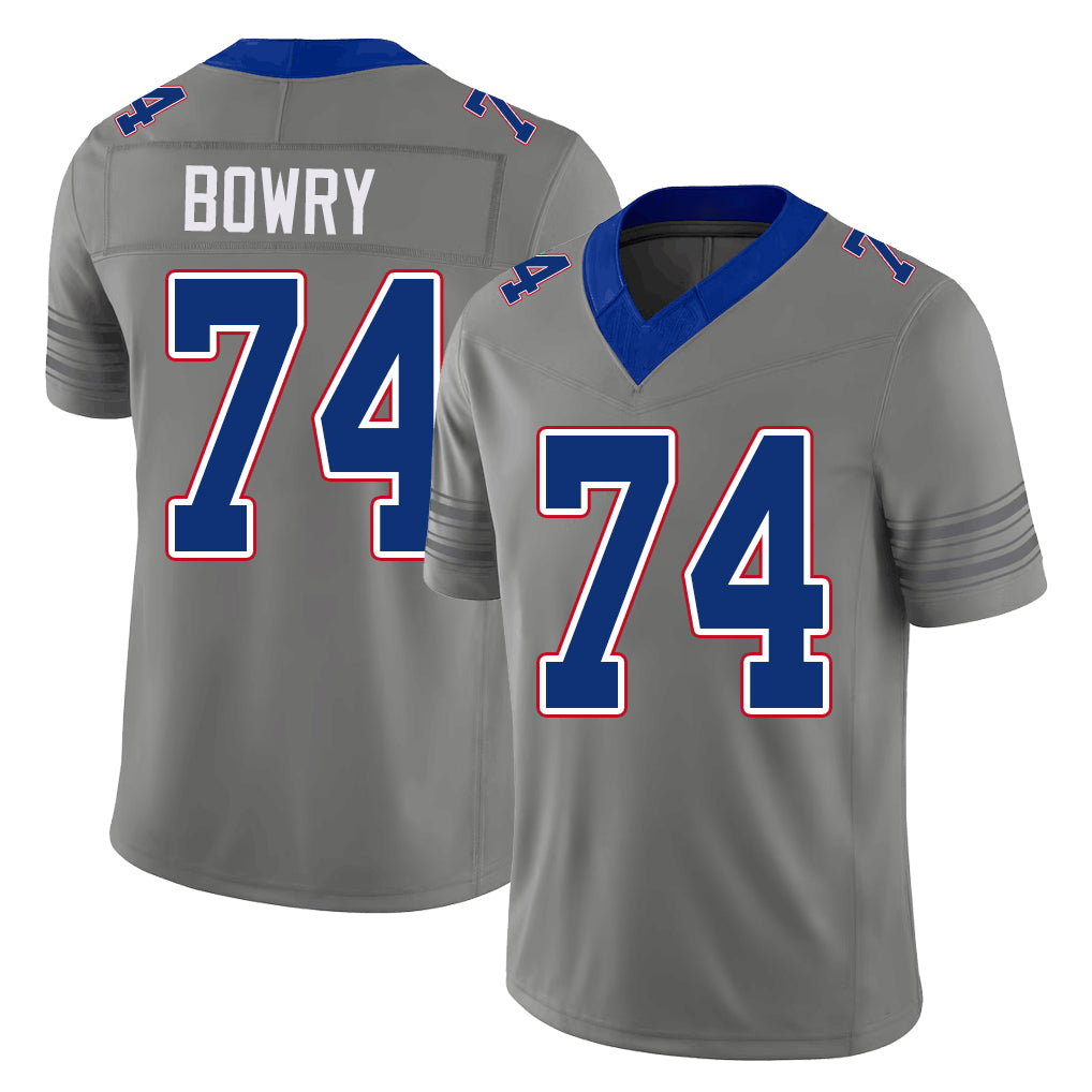 Buffalo #74 Bowry Player Football V Neck Short Sleeve Gray Jersey Jude For Men Youth Women Gift