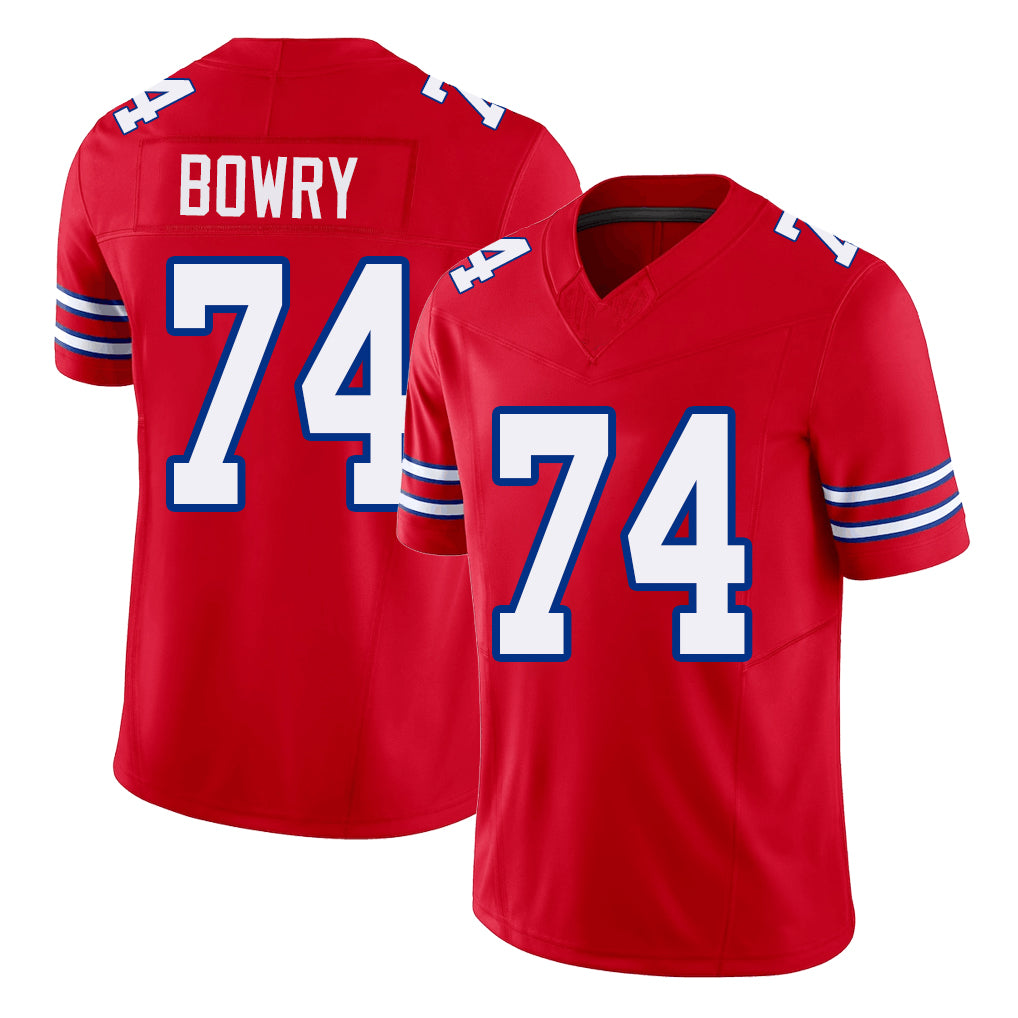 Buffalo #74 Bowry Player Football V Neck Short Sleeve Red Jersey Jude For Men Youth Women Gift