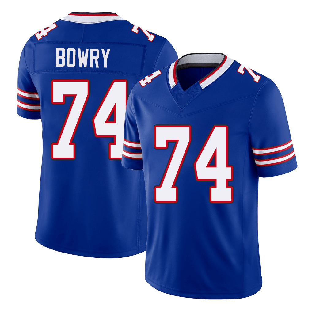 Buffalo #74 Bowry Player Football V Neck Short Sleeve Royal Jersey Jude For Men Youth Women Gift