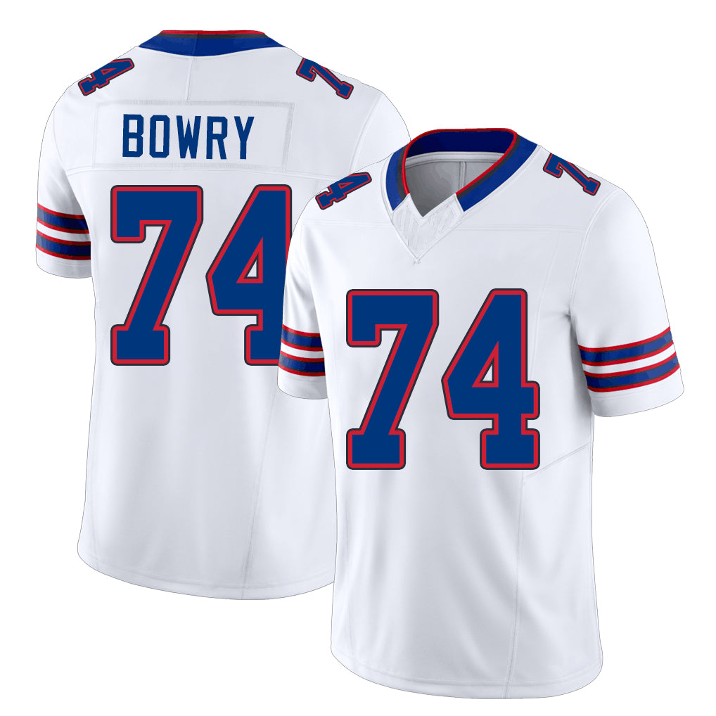 Buffalo #74 Bowry Player Football V Neck Short Sleeve White Jersey Jude For Men Youth Women Gift