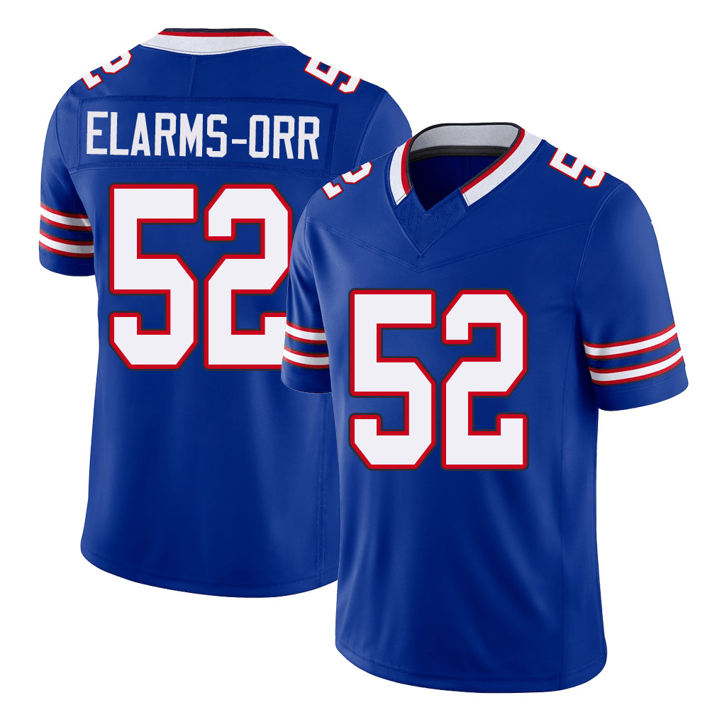 Buffalo #52 Elarms-Orr Player Football V Neck Short Sleeve Royal Jersey Kaleb For Men Youth Women Gift