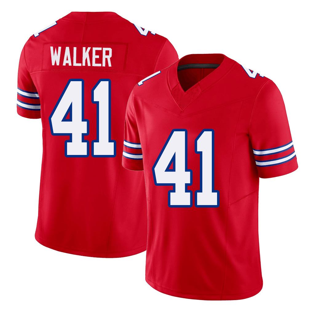 Buffalo #41 Walker Player Football V Neck Short Sleeve Red Jersey Kani For Men Youth Women Gift