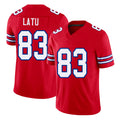 Buffalo #83 Latu Player Football V Neck Short Sleeve Red Jersey Keleki For Men Youth Women Gift