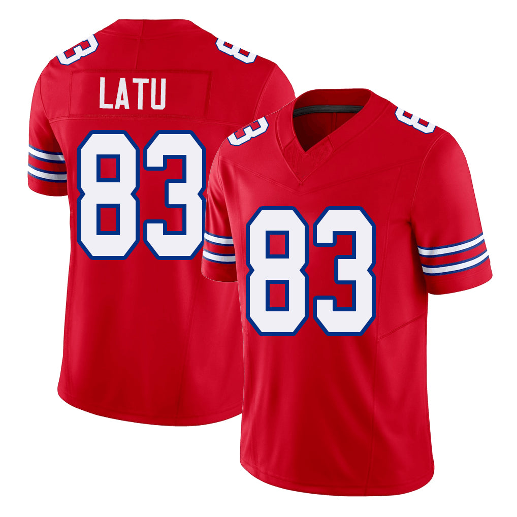 Buffalo #83 Latu Player Football V Neck Short Sleeve Red Jersey Keleki For Men Youth Women Gift
