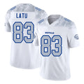 Buffalo #83 Latu Player Football V Neck Short Sleeve White Jersey Keleki For Men Youth Women Gift