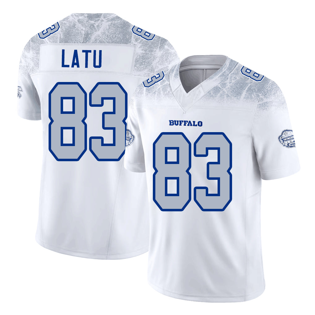 Buffalo #83 Latu Player Football V Neck Short Sleeve White Jersey Keleki For Men Youth Women Gift