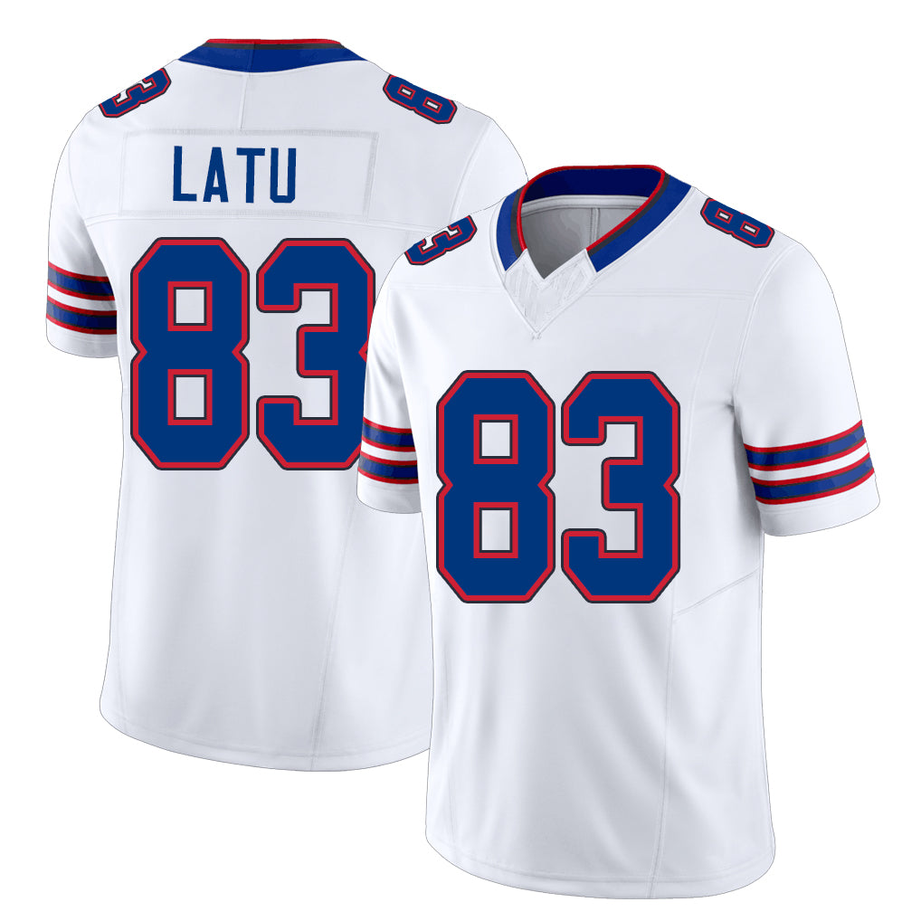 Buffalo #83 Latu Player Football V Neck Short Sleeve White Jersey Keleki For Men Youth Women Gift