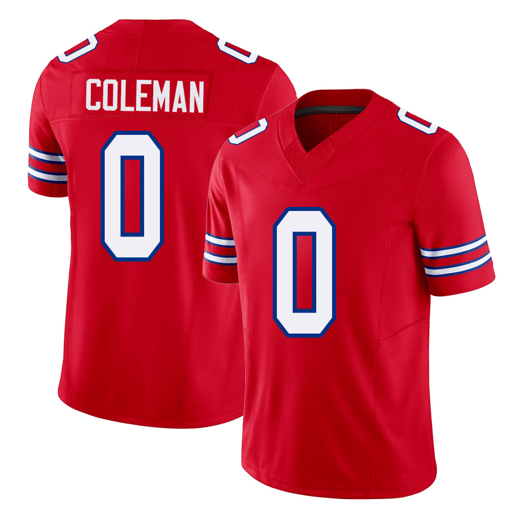 Buffalo #0 Coleman Player Football V Neck Short Sleeve Red Jersey Keon For Men Youth Women Gift