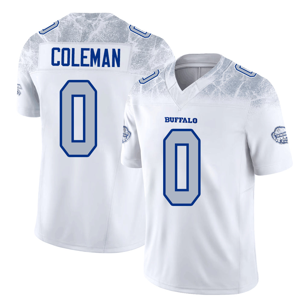 Buffalo #0 Coleman Player Football V Neck Short Sleeve White Jersey Keon For Men Youth Women Gift