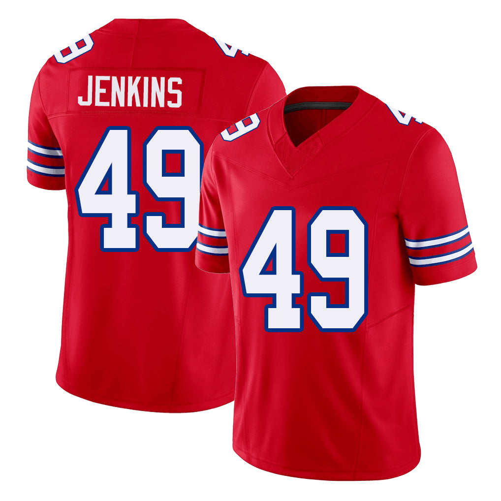 Buffalo #49 Jenkins Player Football V Neck Short Sleeve Red Jersey Keonta For Men Youth Women Gift