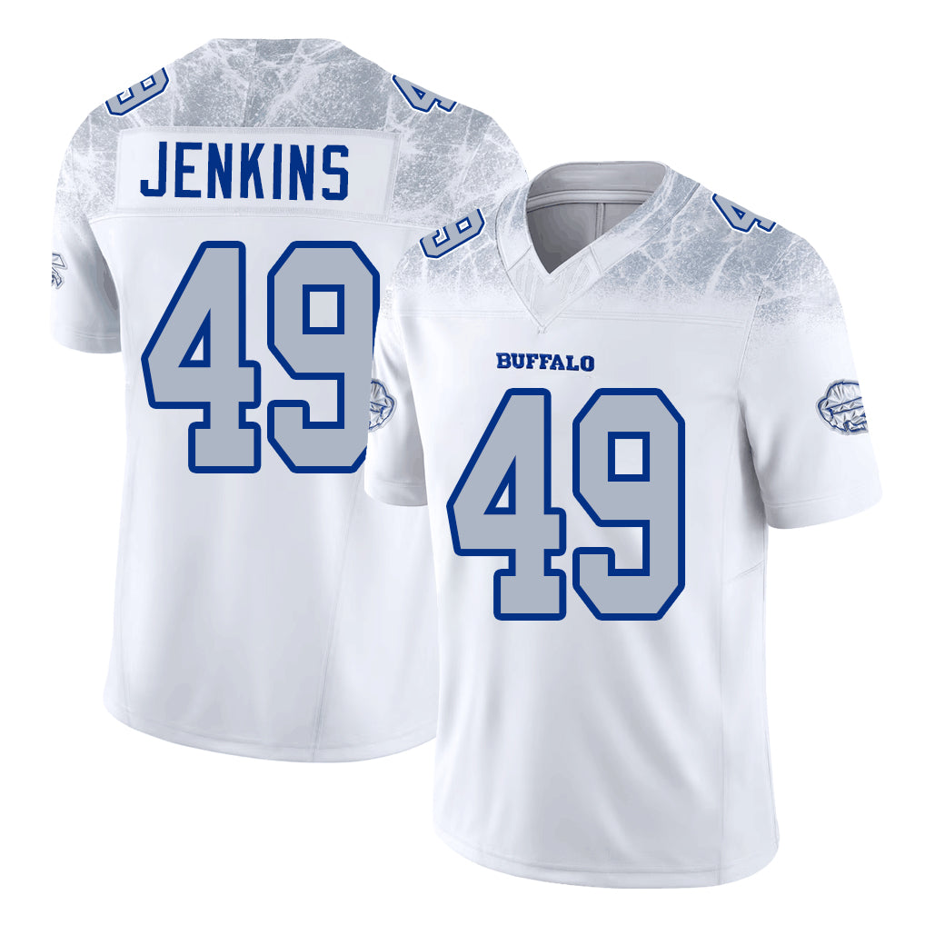 Buffalo #49 Jenkins Player Football V Neck Short Sleeve White Jersey Keonta For Men Youth Women Gift