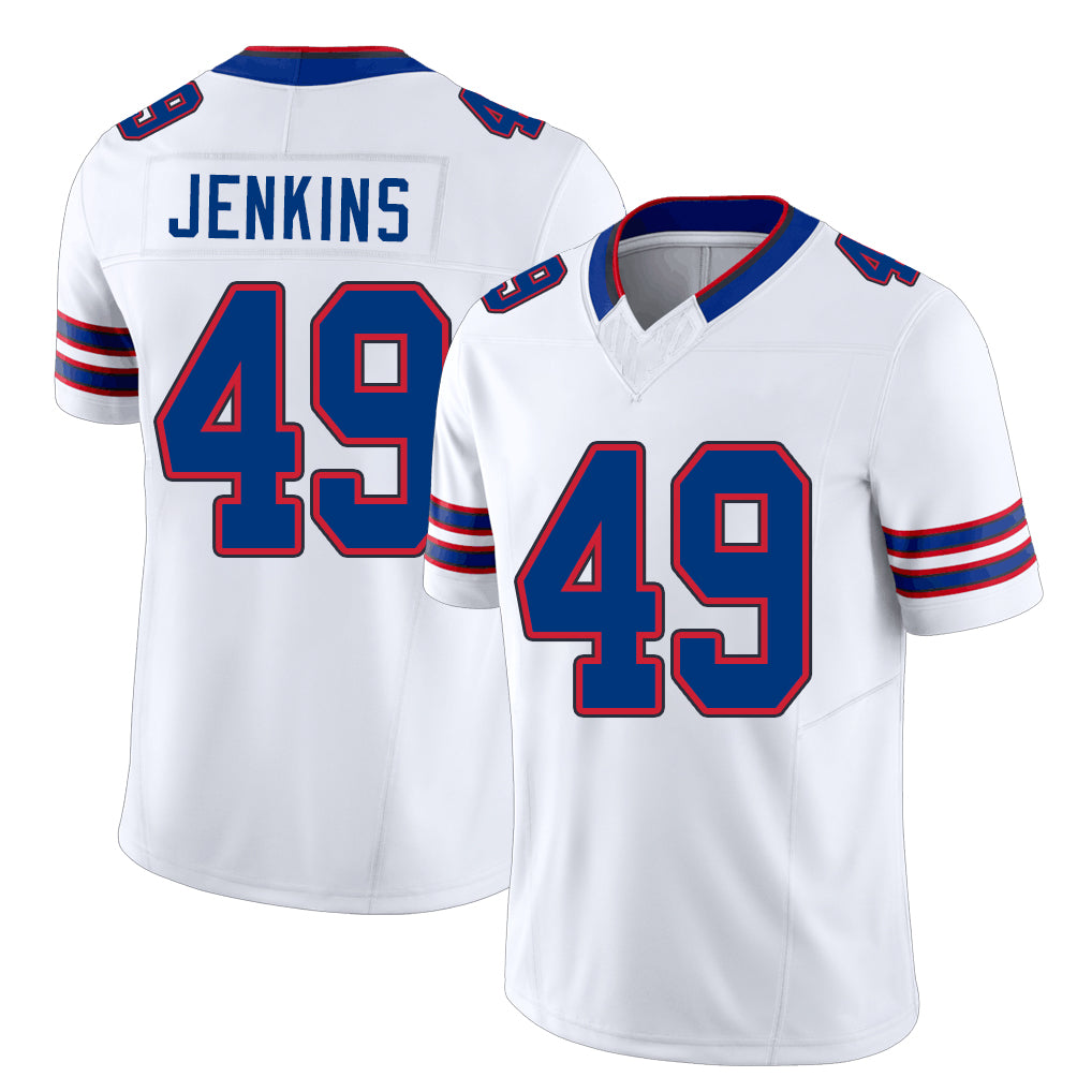 Buffalo #49 Jenkins Player Football V Neck Short Sleeve White Jersey Keonta For Men Youth Women Gift
