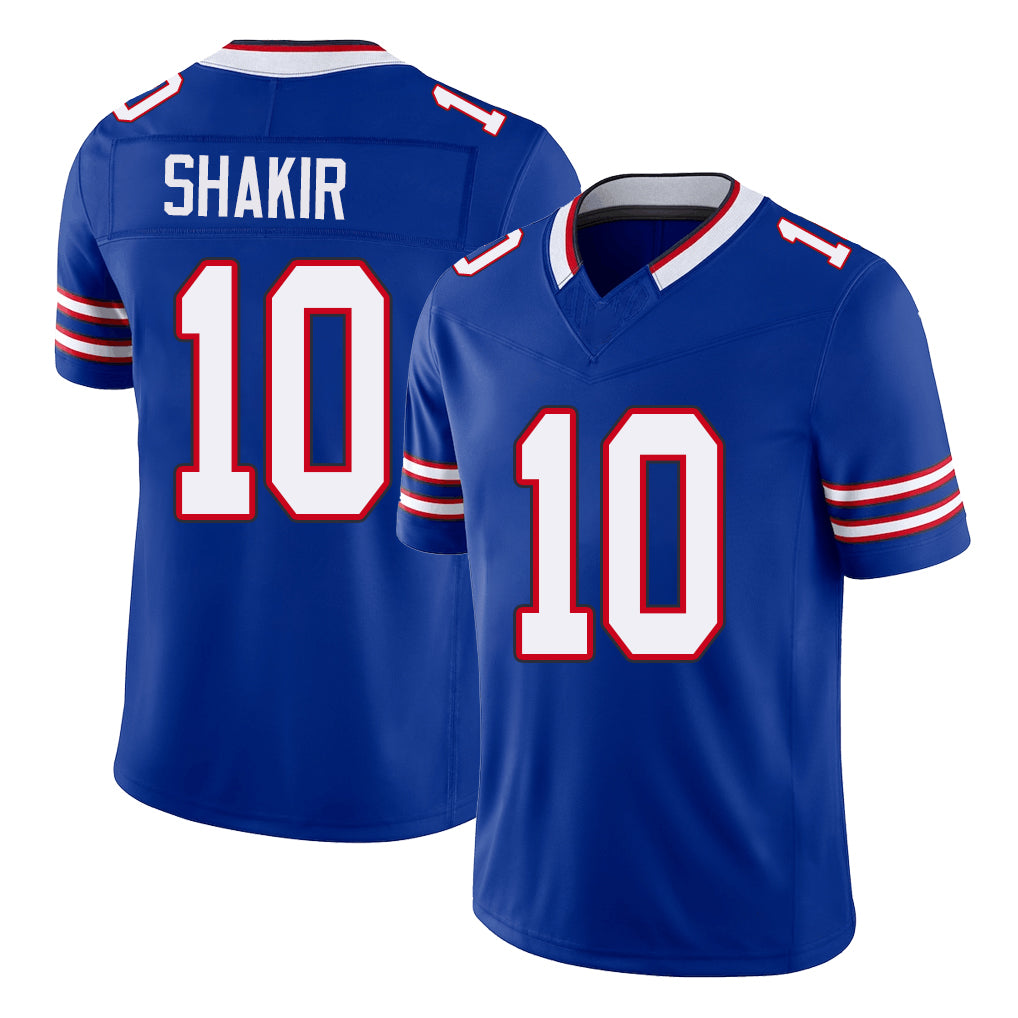 Buffalo #10 Shakir Player Football V Neck Short Sleeve Royal Jersey Khalil For Men Youth Women Gift