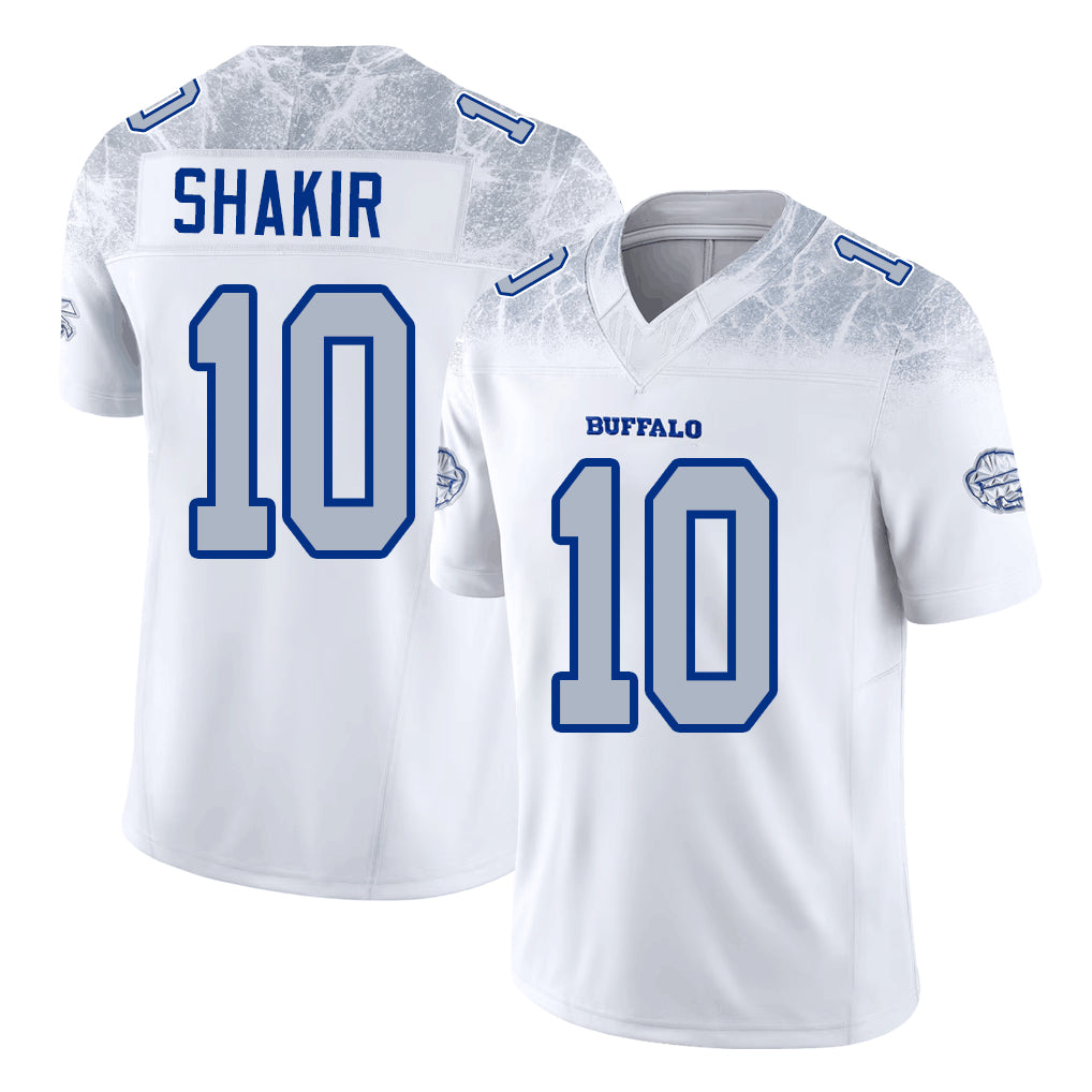 Buffalo #10 Shakir Player Football V Neck Short Sleeve White Jersey Khalil For Men Youth Women Gift