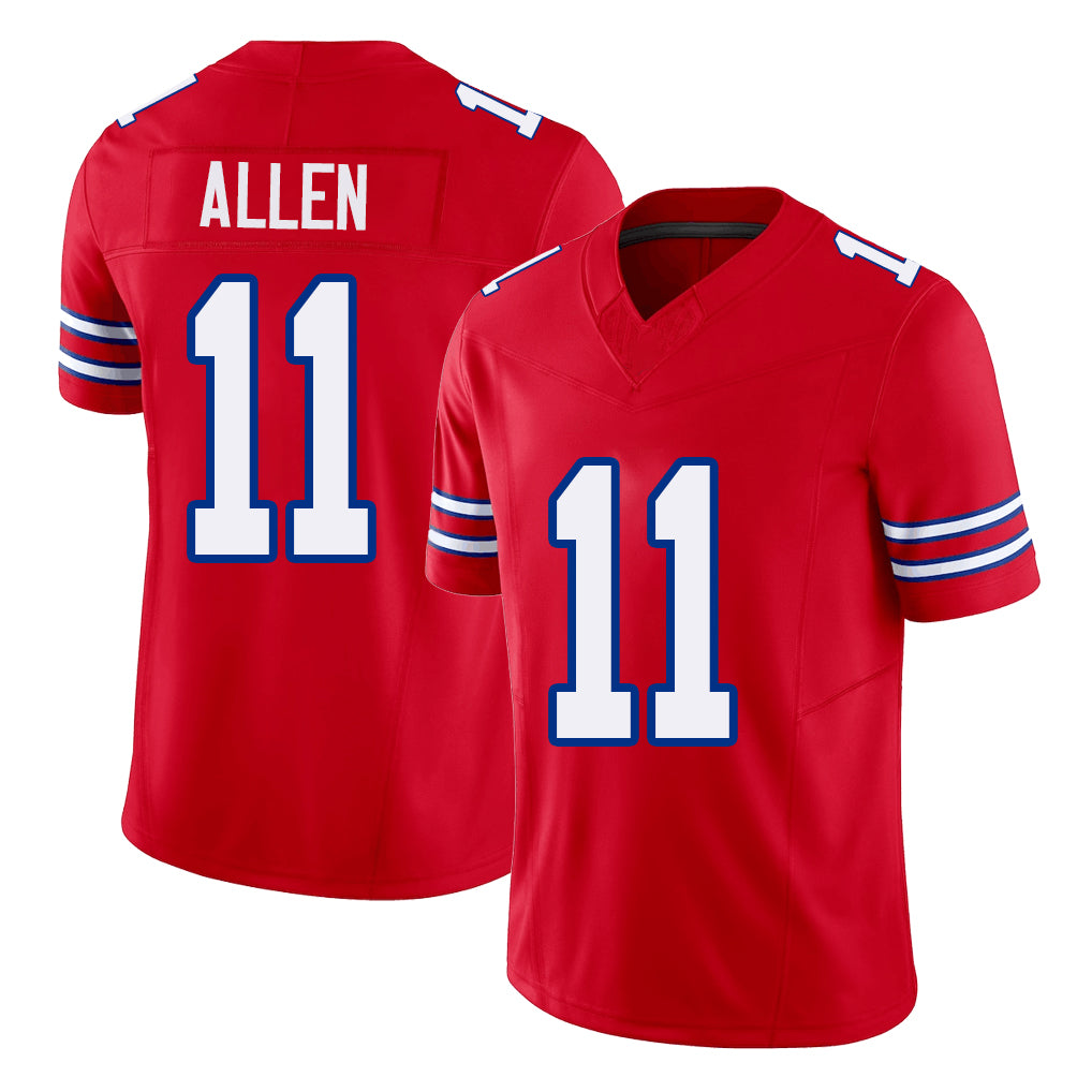 Buffalo #11 Allen Player Football V Neck Short Sleeve Red Jersey Kyle For Men Youth Women Gift