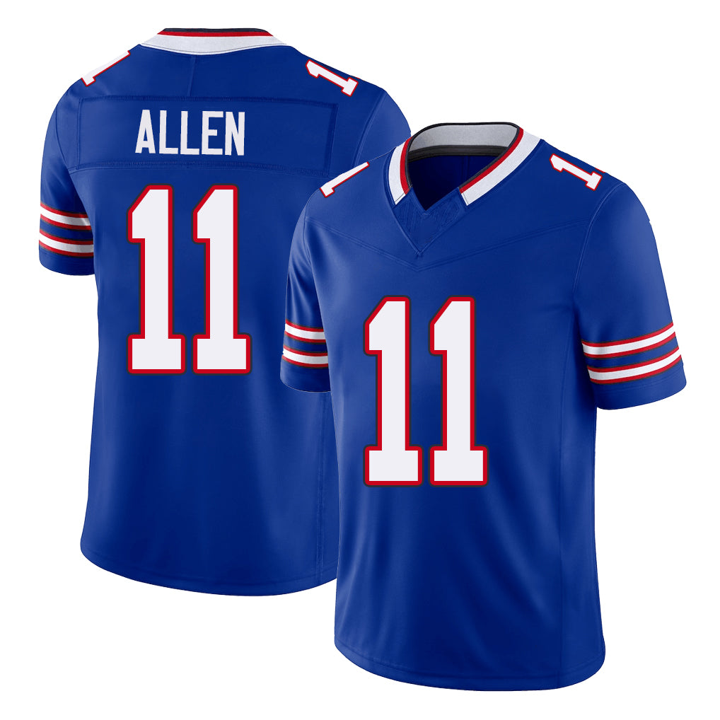 Buffalo #11 Allen Player Football V Neck Short Sleeve Royal Jersey Kyle For Men Youth Women Gift
