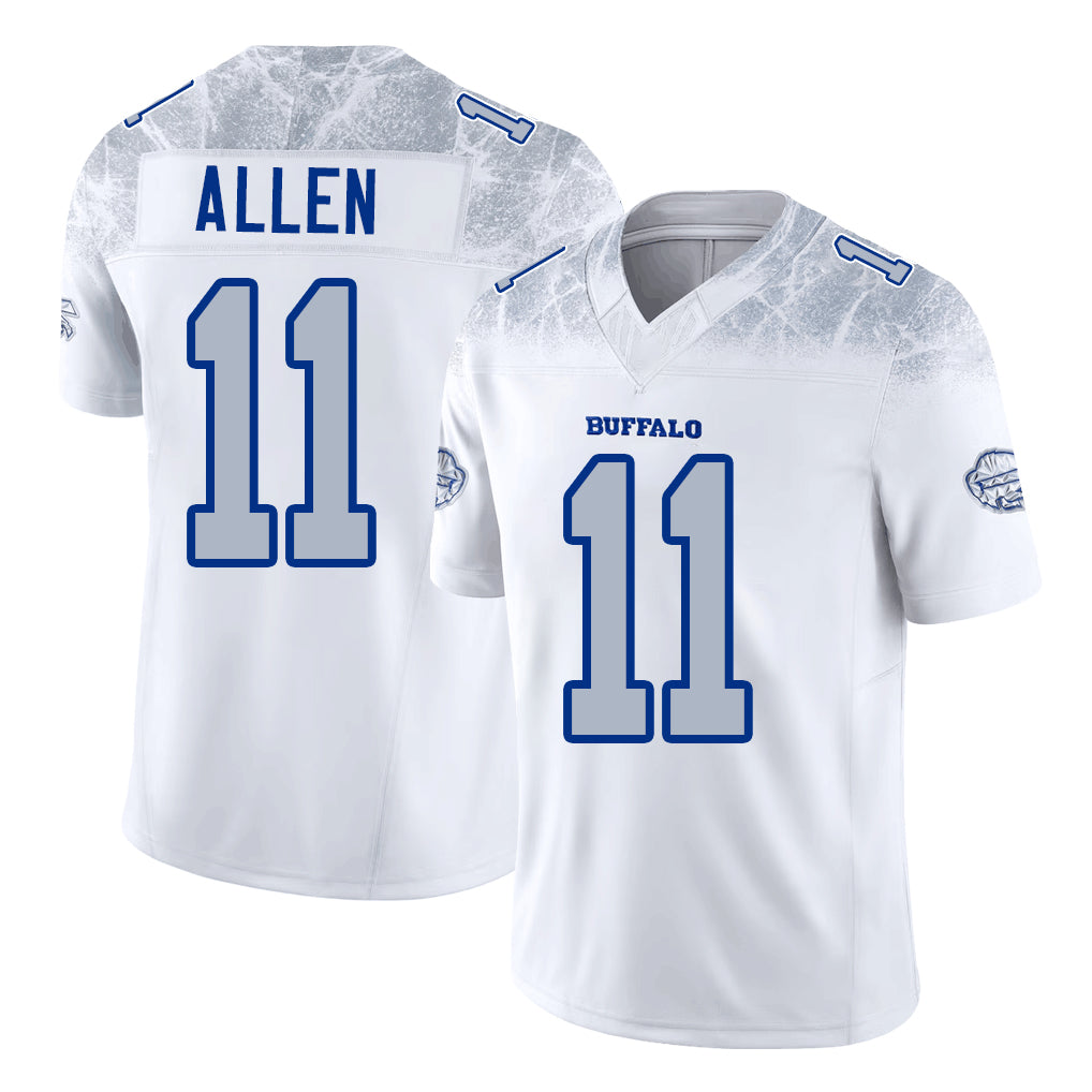 Buffalo #11 Allen Player Football V Neck Short Sleeve White Jersey Kyle For Men Youth Women Gift