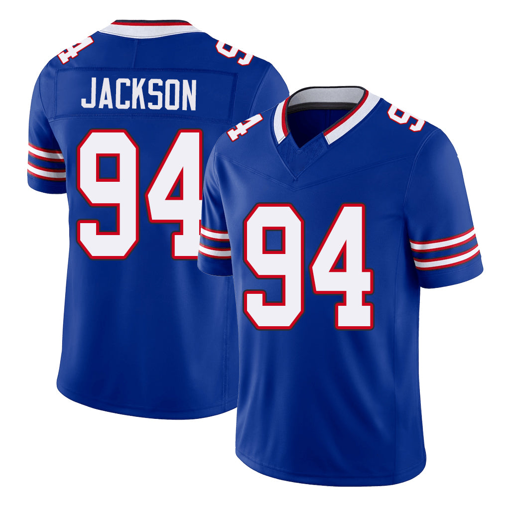 Buffalo #94 Jackson Player Football V Neck Short Sleeve Royal Jersey Landon For Men Youth Women Gift