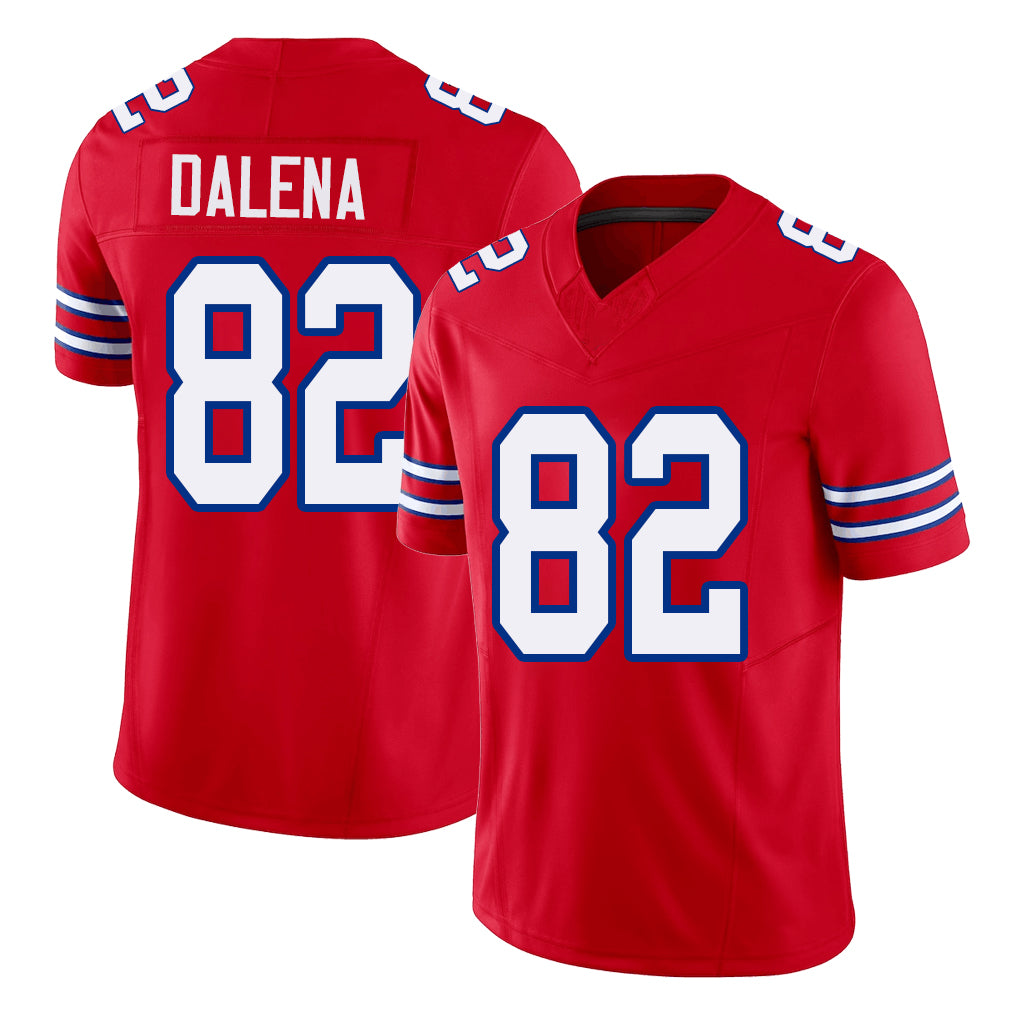 Buffalo #82 Dalena Player Football V Neck Short Sleeve Red Jersey Mac For Men Youth Women Gift