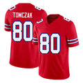 Buffalo #80 Tomczak Player Football V Neck Short Sleeve Red Jersey Max For Men Youth Women Gift