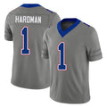 Buffalo #1 Hardman Player Football V Neck Short Sleeve Gray Jersey Mecole For Men Youth Women Gift