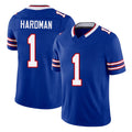 Buffalo #1 Hardman Player Football V Neck Short Sleeve Royal Jersey Mecole For Men Youth Women Gift