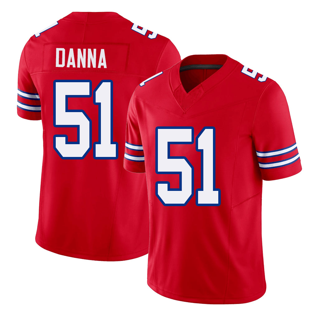 Buffalo #51 Danna Player Football V Neck Short Sleeve Red Jersey Michael For Men Youth Women Gift