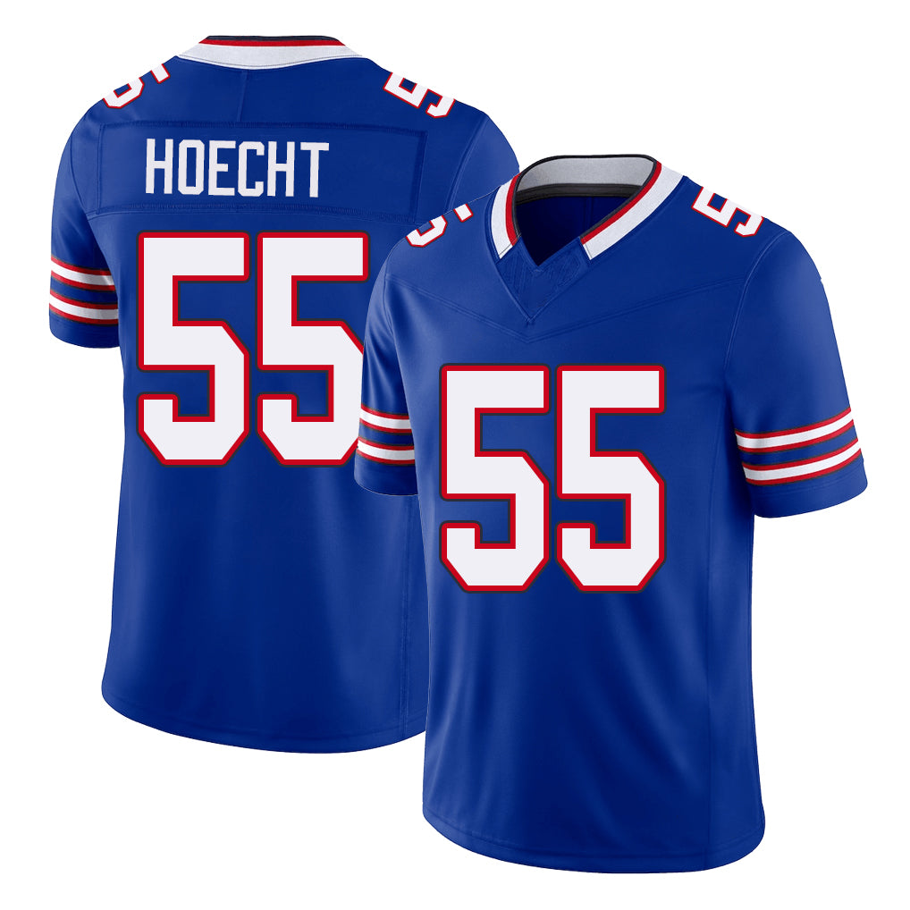 Buffalo #55 Hoecht Player Football V Neck Short Sleeve Royal Jersey Michael For Men Youth Women Gift