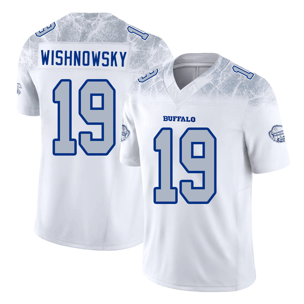 Buffalo #19 Wishnowsky Player Football V Neck Short Sleeve White Jersey Mitch For Men Youth Women Gift