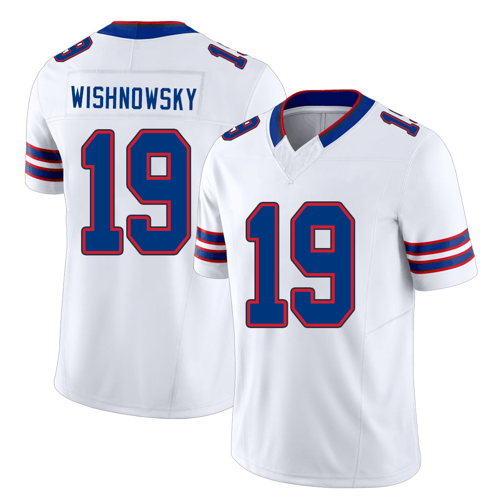 Buffalo #19 Wishnowsky Player Football V Neck Short Sleeve White Jersey Mitch For Men Youth Women Gift