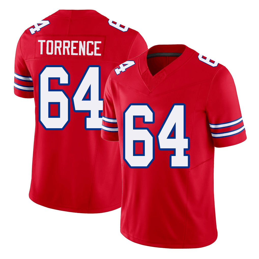 Buffalo #64 Torrence Player Football V Neck Short Sleeve Red Jersey O'Cyrus For Men Youth Women Gift