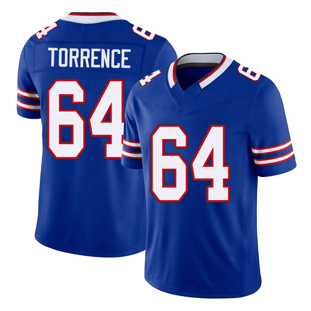Buffalo #64 Torrence Player Football V Neck Short Sleeve Royal Jersey O'Cyrus For Men Youth Women Gift