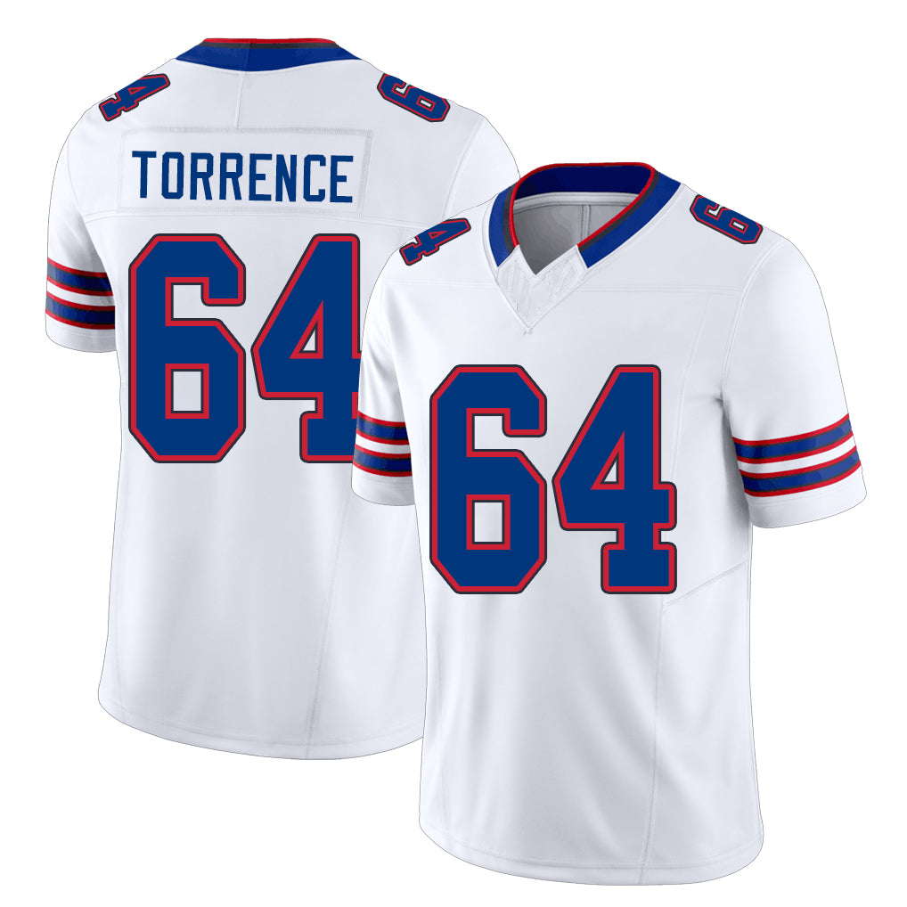 Buffalo #64 Torrence Player Football V Neck Short Sleeve White Jersey O'Cyrus For Men Youth Women Gift