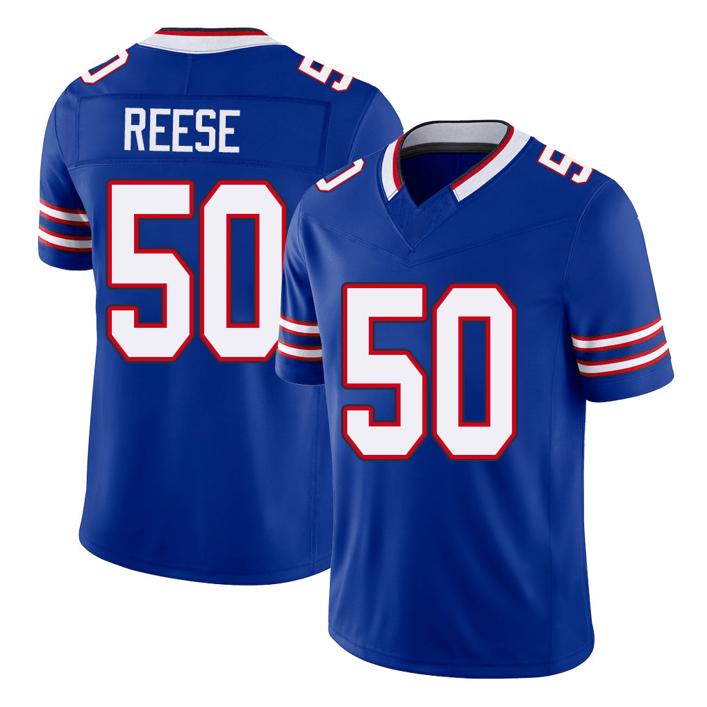 Buffalo #50 Reese Player Football V Neck Short Sleeve Royal Jersey Otis For Men Youth Women Gift