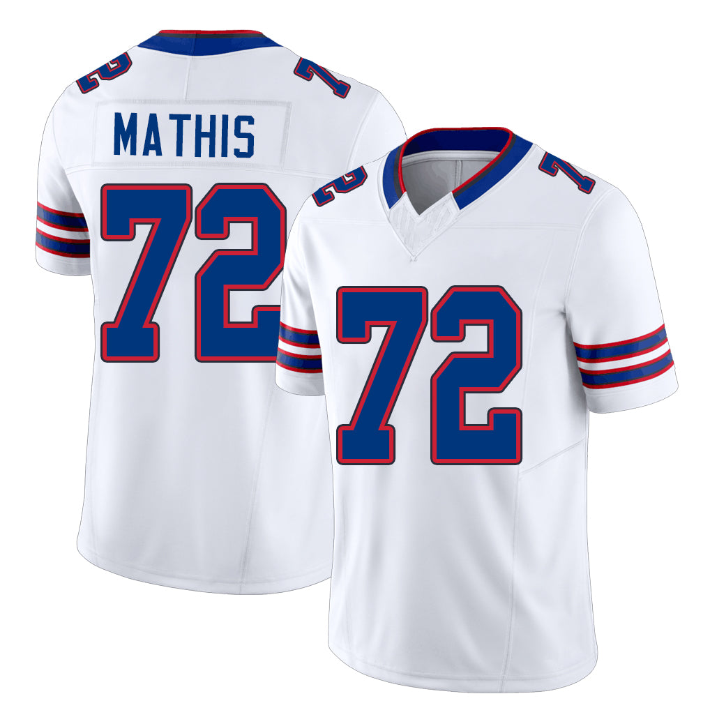 Buffalo #72 Mathis Player Football V Neck Short Sleeve White Jersey Phidarian For Men Youth Women Gift
