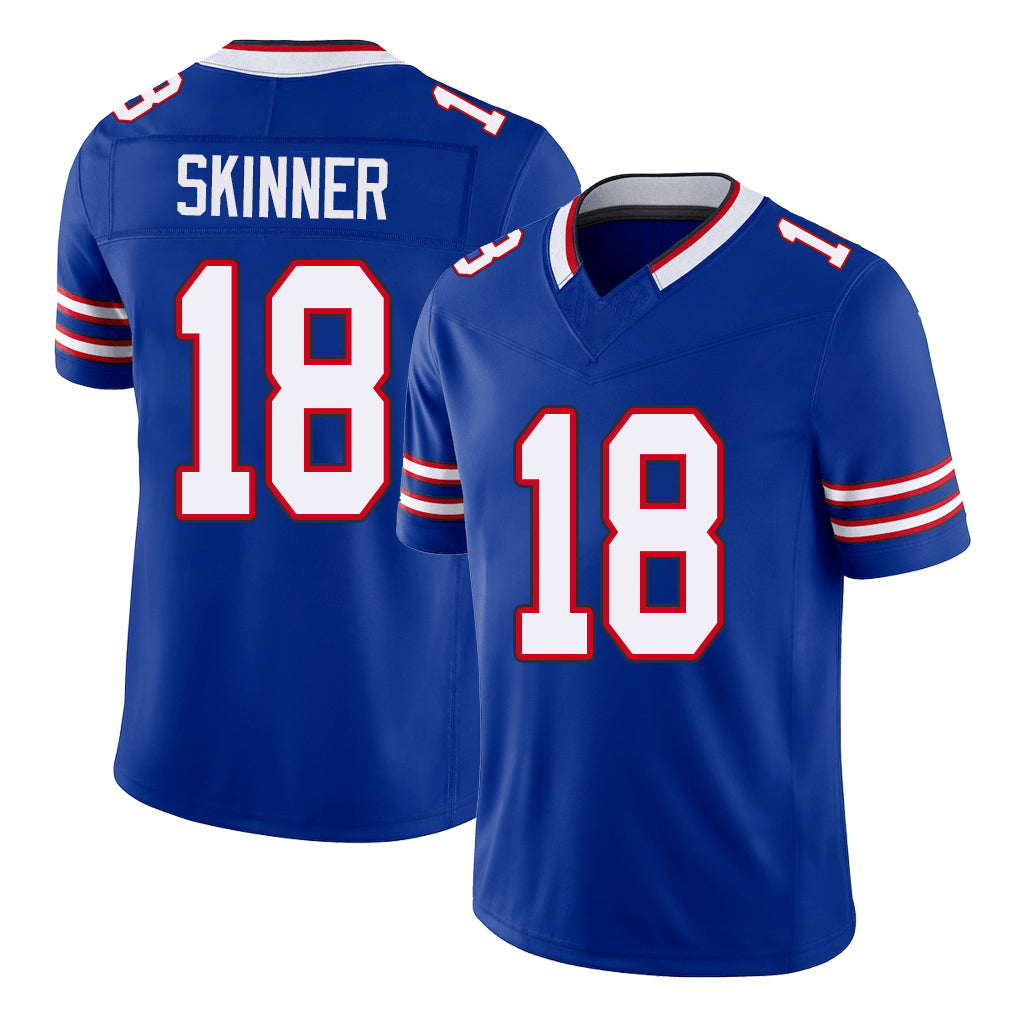 Buffalo #18 Skinner Player Football V Neck Short Sleeve Royal Jersey Quentin For Men Youth Women Gift