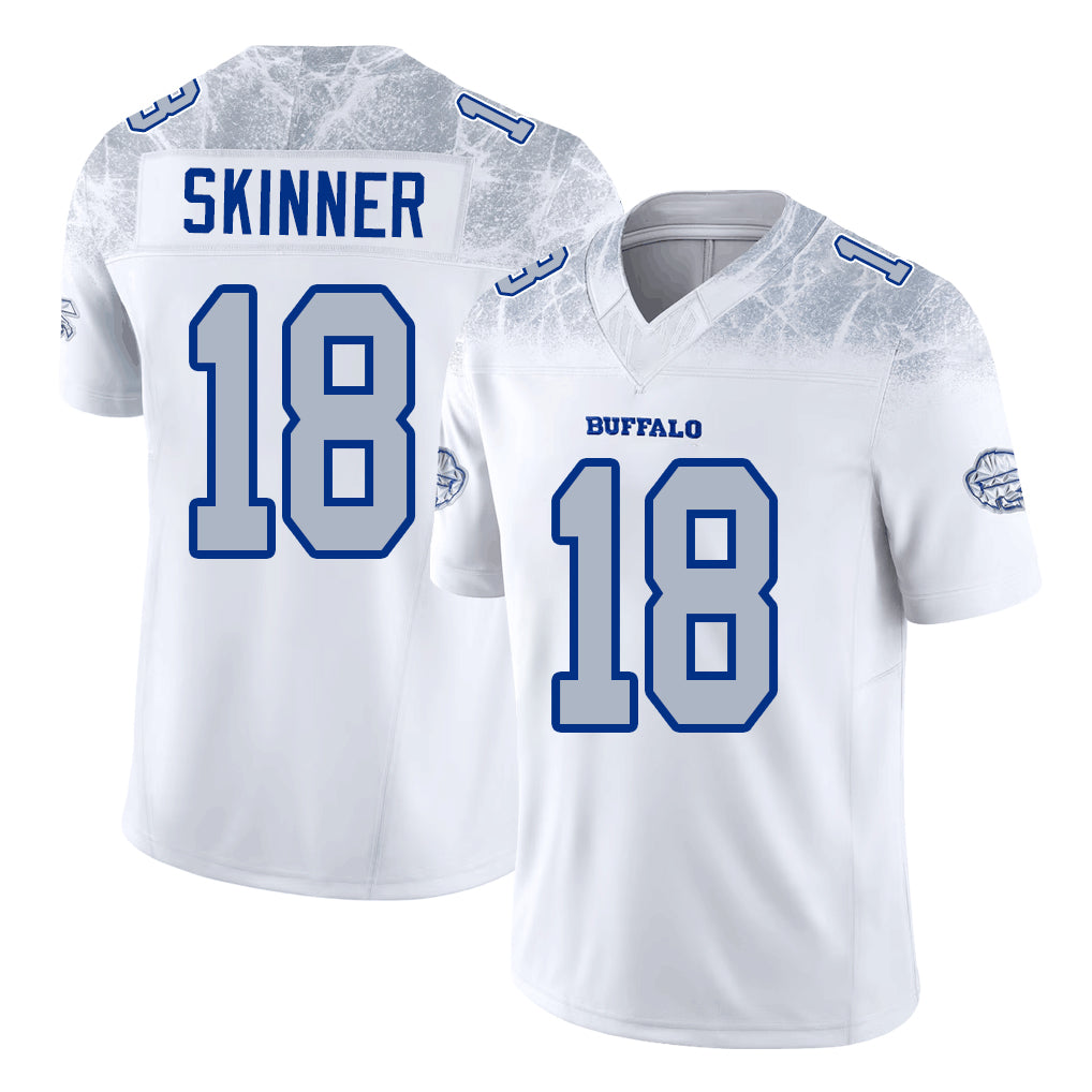 Buffalo #18 Skinner Player Football V Neck Short Sleeve White Jersey Quentin For Men Youth Women Gift