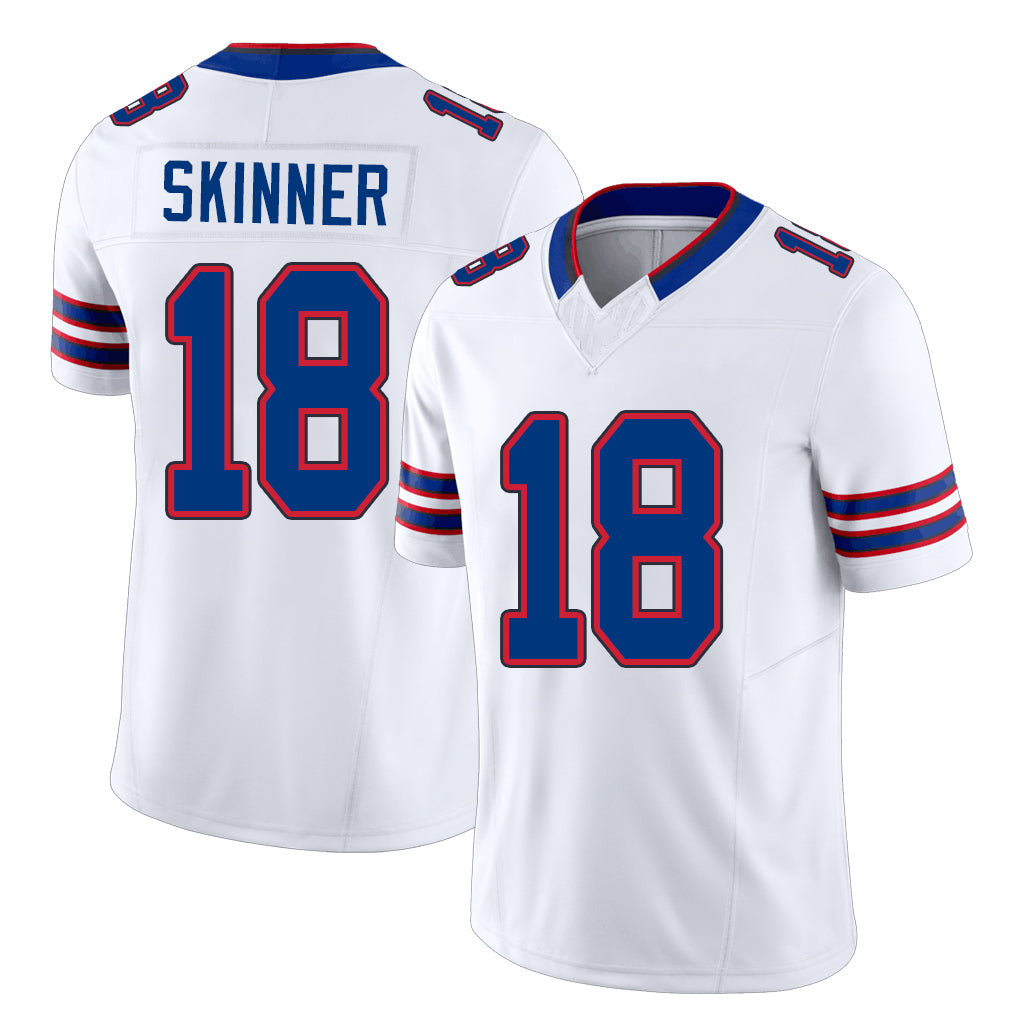 Buffalo #18 Skinner Player Football V Neck Short Sleeve White Jersey Quentin For Men Youth Women Gift