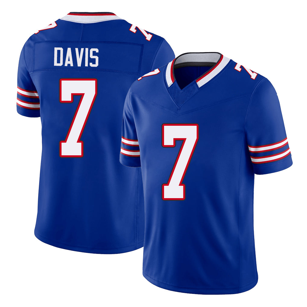 Buffalo #7 Davis Player Football V Neck Short Sleeve Royal Jersey Ray For Men Youth Women Gift