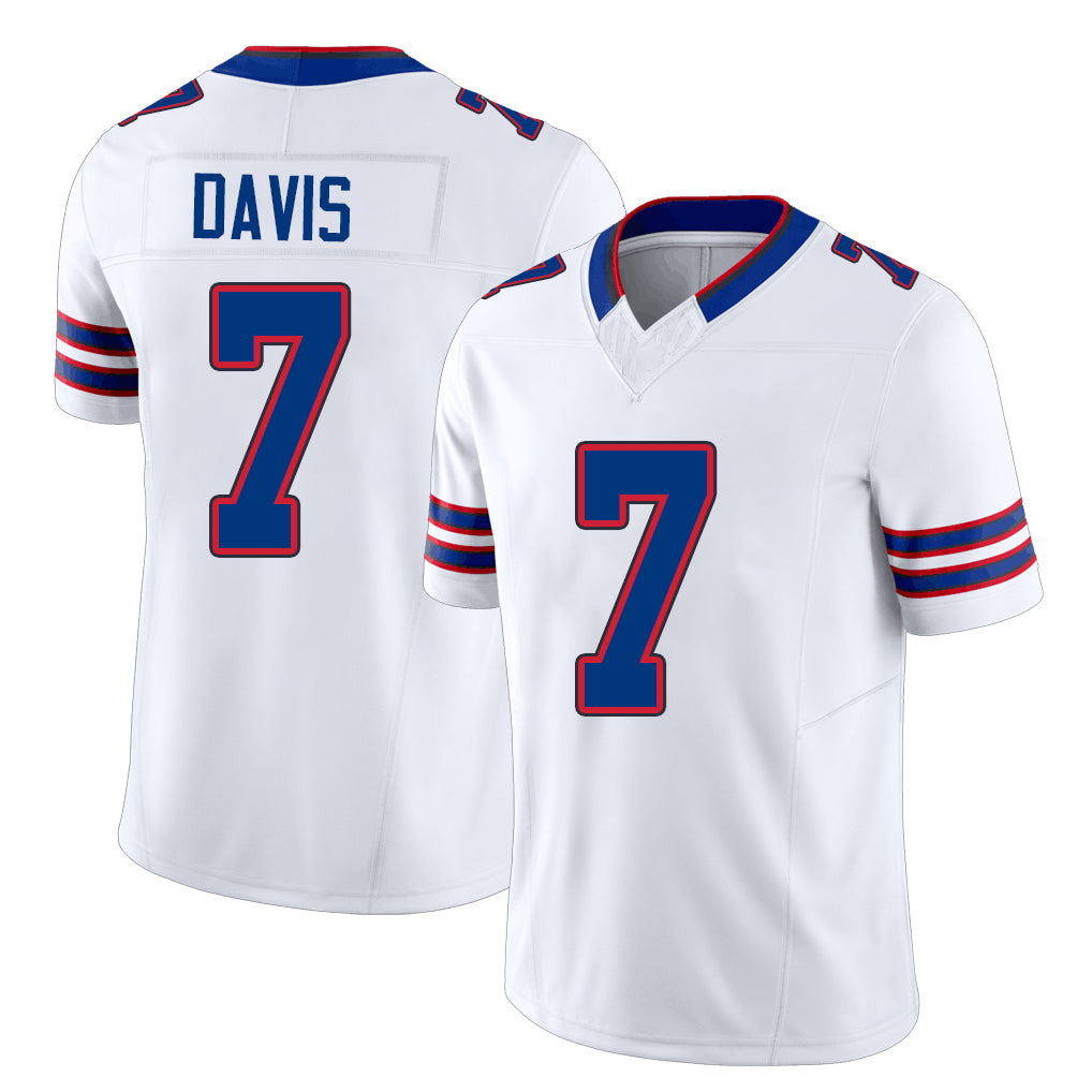 Buffalo #7 Davis Player Football V Neck Short Sleeve White Jersey Ray For Men Youth Women Gift